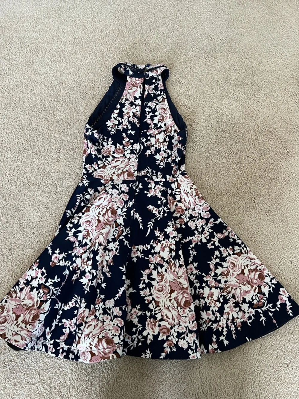 B Darlin Navy Floral Halter Fit-and-Flare Dress - Picture 7 of 7
